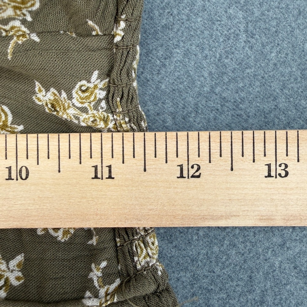 Angie Womens Olive Green Floral Smocked Tiered Boho Midi Dress Small Prairie - Picture 9 of 9